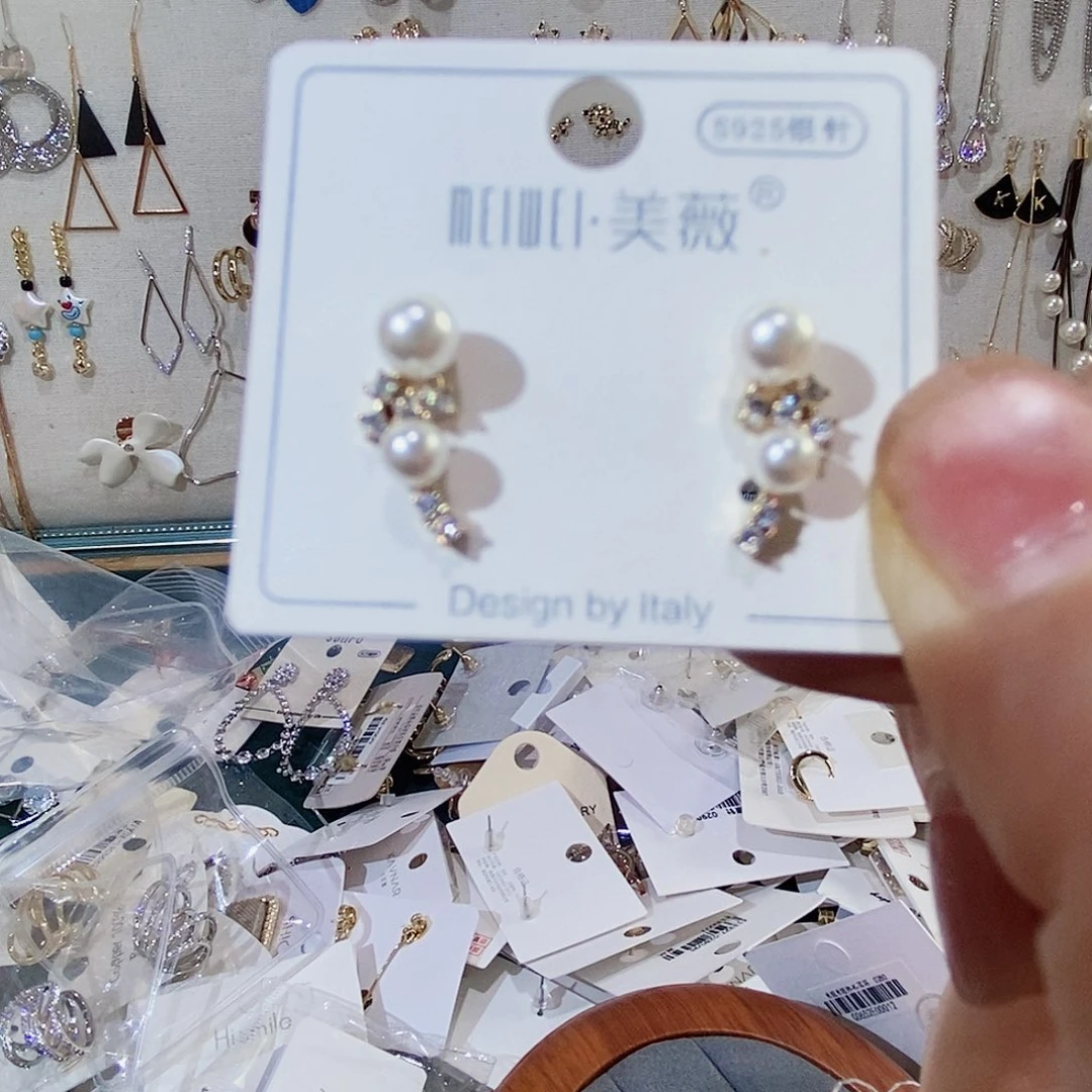 耳饰银S925镶嵌淡水珍珠