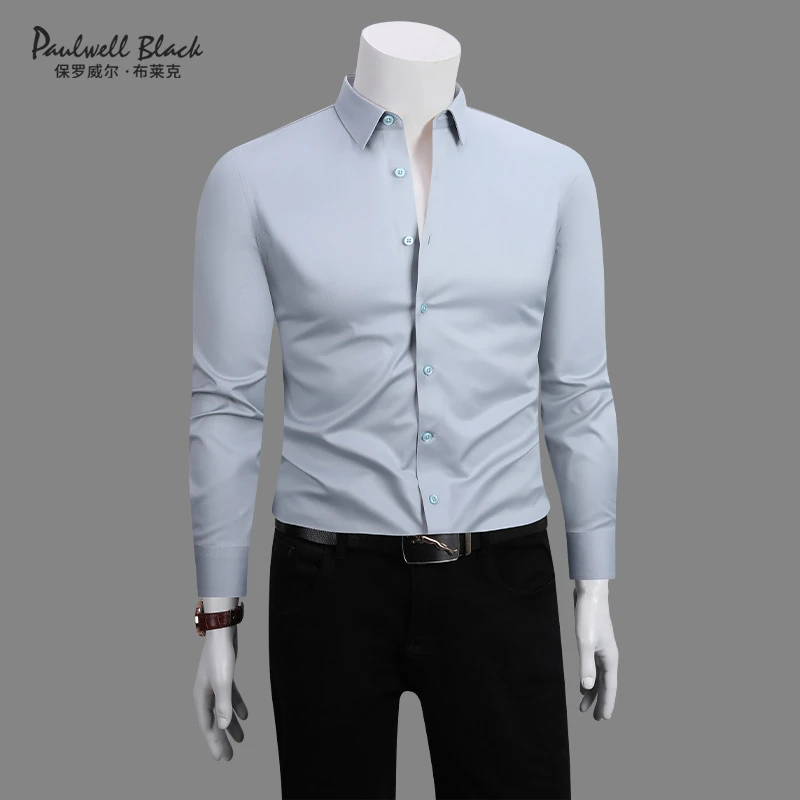 桑蚕丝男士衬衫新款2025爆款商务休闲免烫高档纯色白衬衣男款长袖