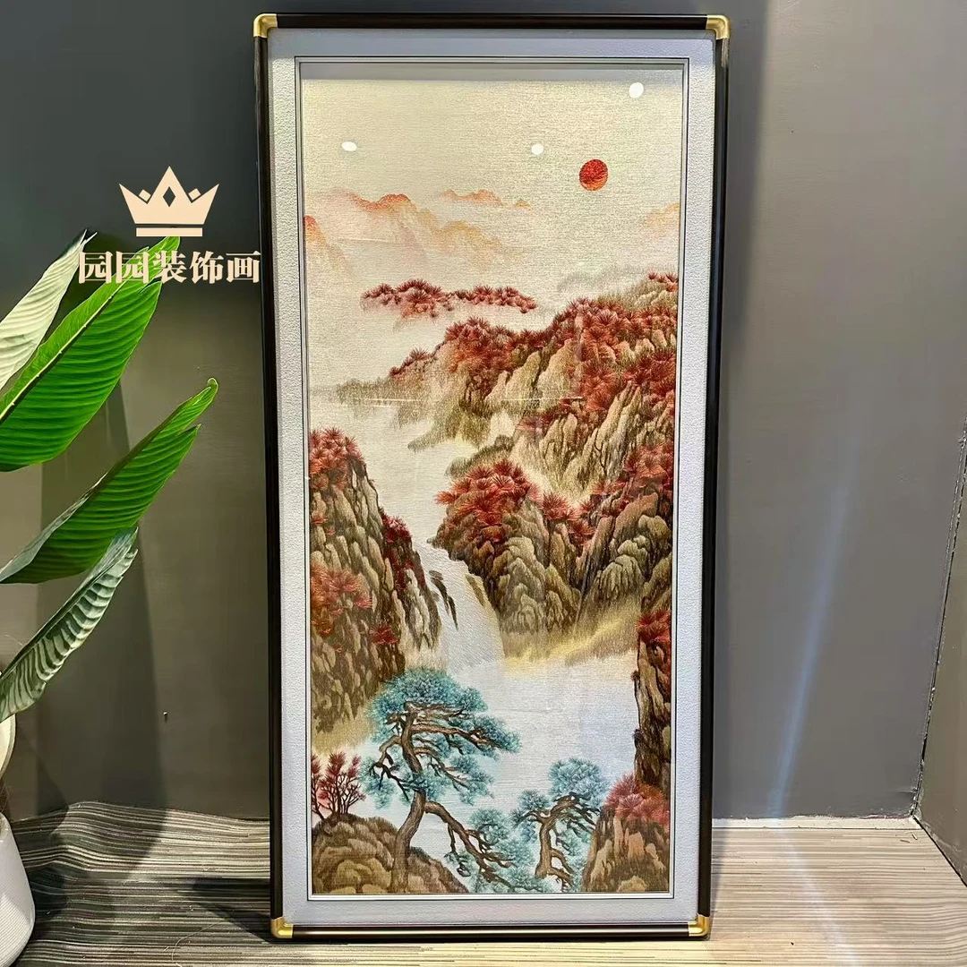 【日出鸿运当头】织锦绣装饰画高端刺绣进门玄关高档墙壁画织锦绣