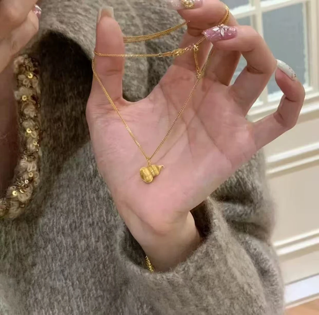 吊坠 精致拉丝南瓜黄色葫芦吊坠女轻奢简约（赠链）