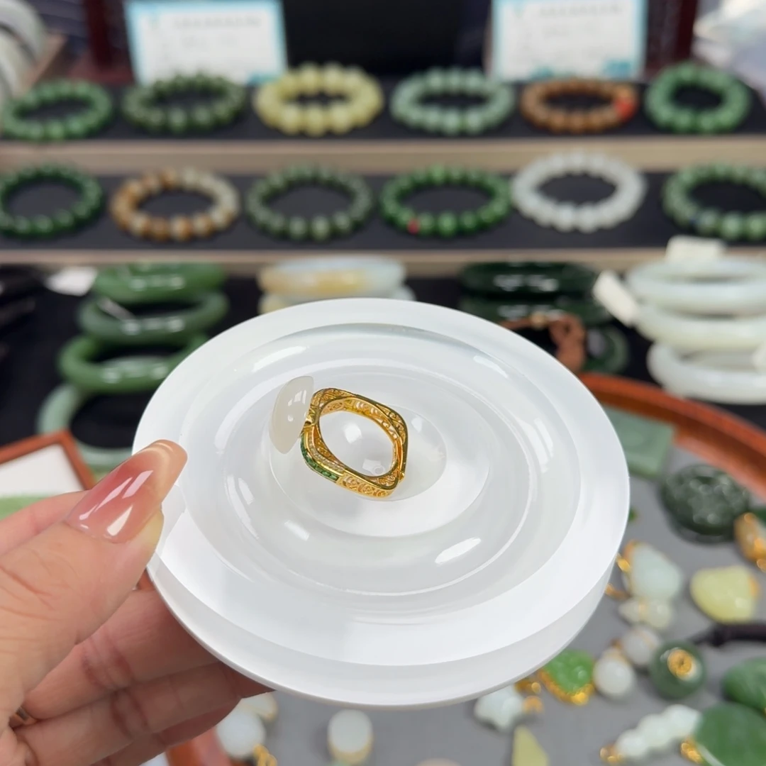 和田玉银S925镶嵌戒指