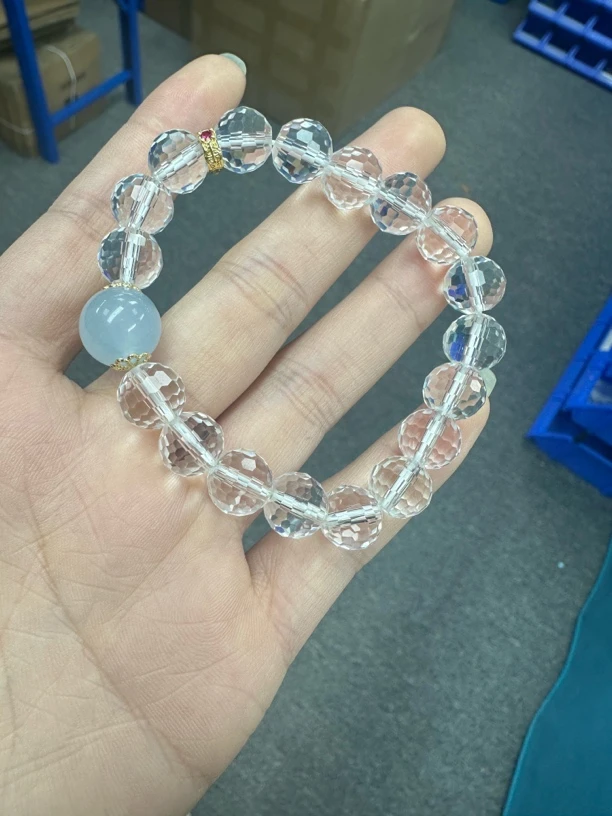 精美设计款白水晶卡10毫米手串