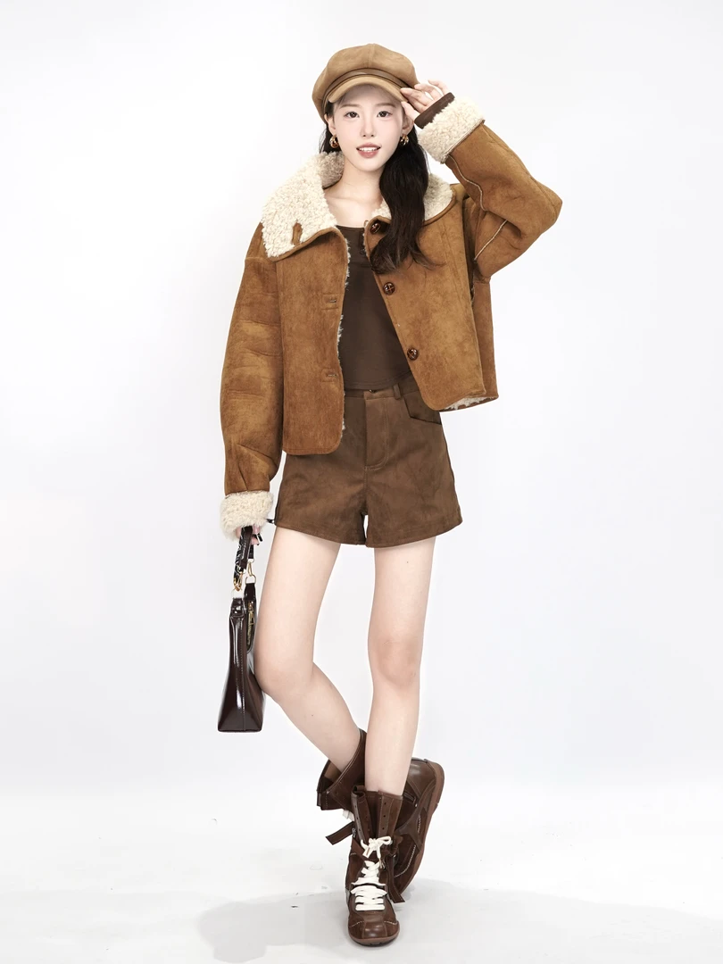 【NEW】秋冬休闲百搭加绒保暖双面穿短款外套