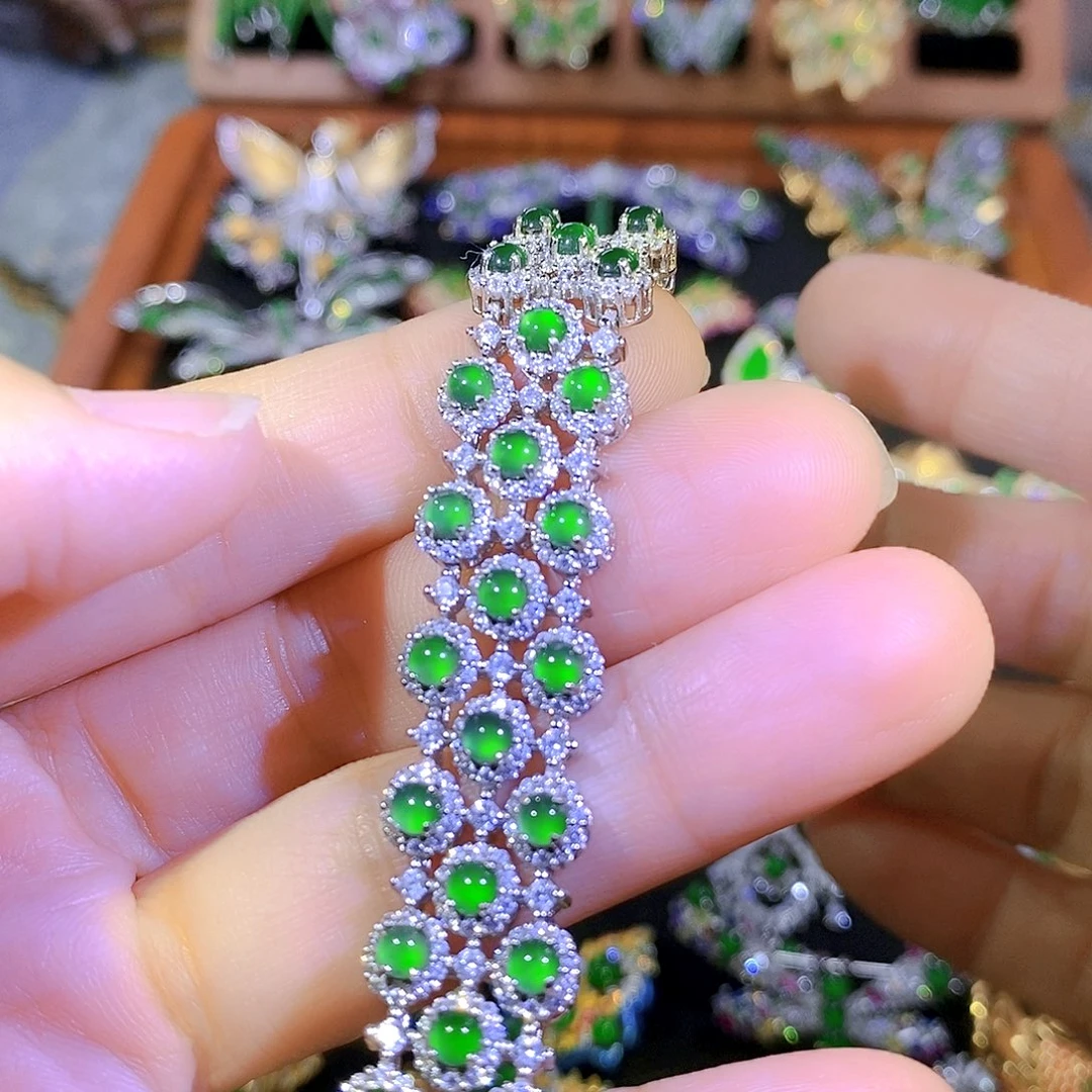 吊坠(不含链)银S925镶嵌翡翠