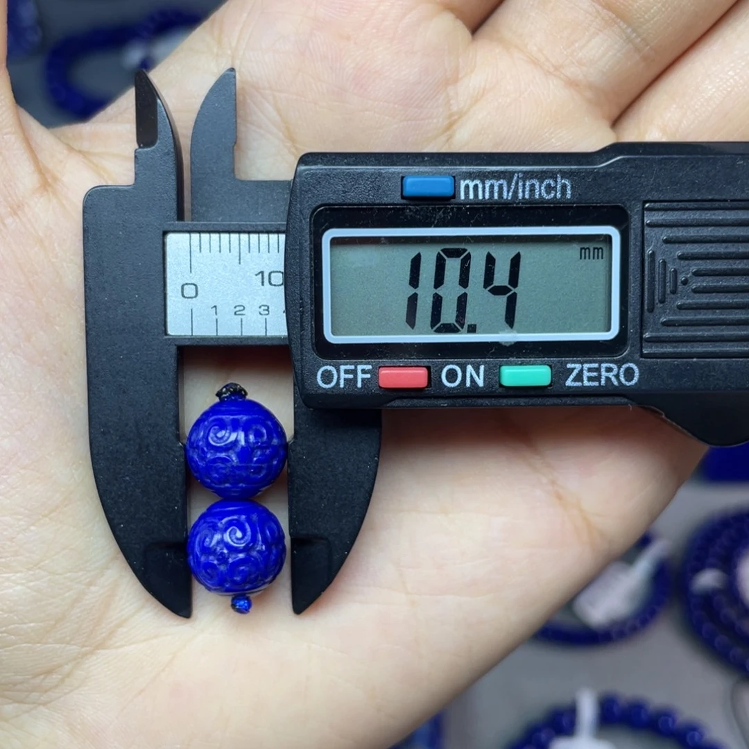 银S925镶嵌青金石10mm回纹对珠配饰
