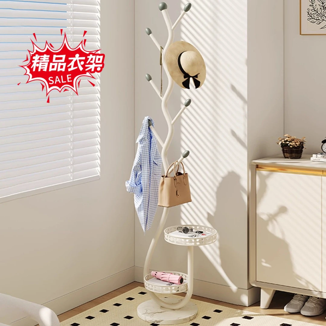 衣服架客厅家用立式置物衣帽架卧室落地进门挂衣架室内简约奶油风
