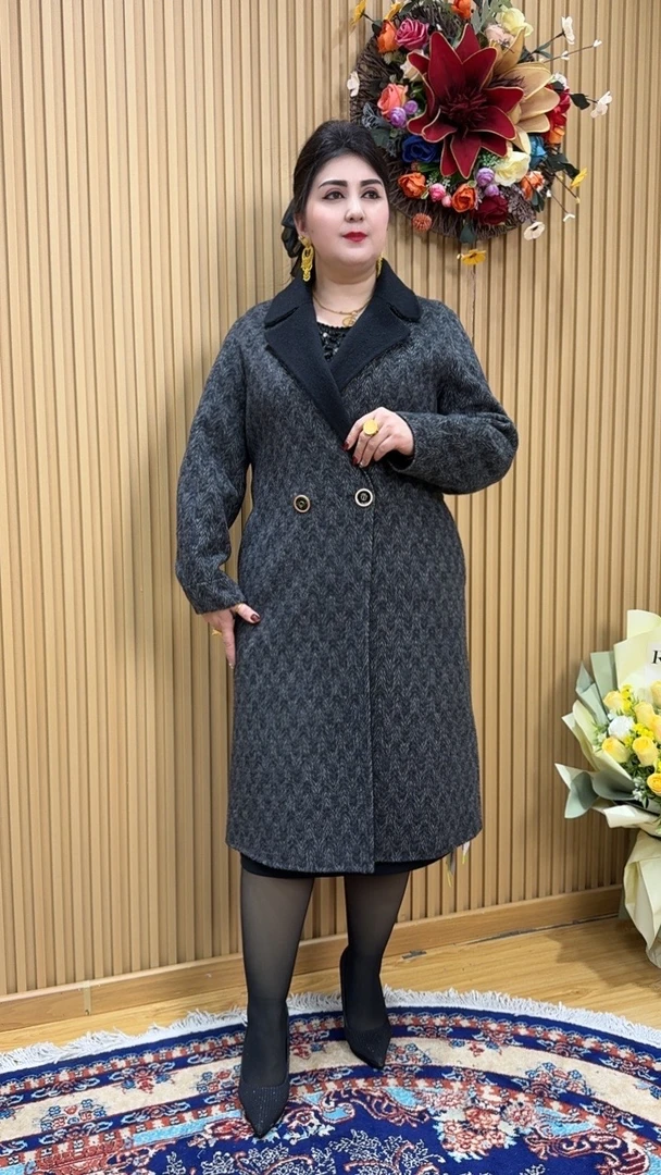 【MeiLiTan】洋气减龄双面羊绒大衣女士中长款收腰暗扣外套6