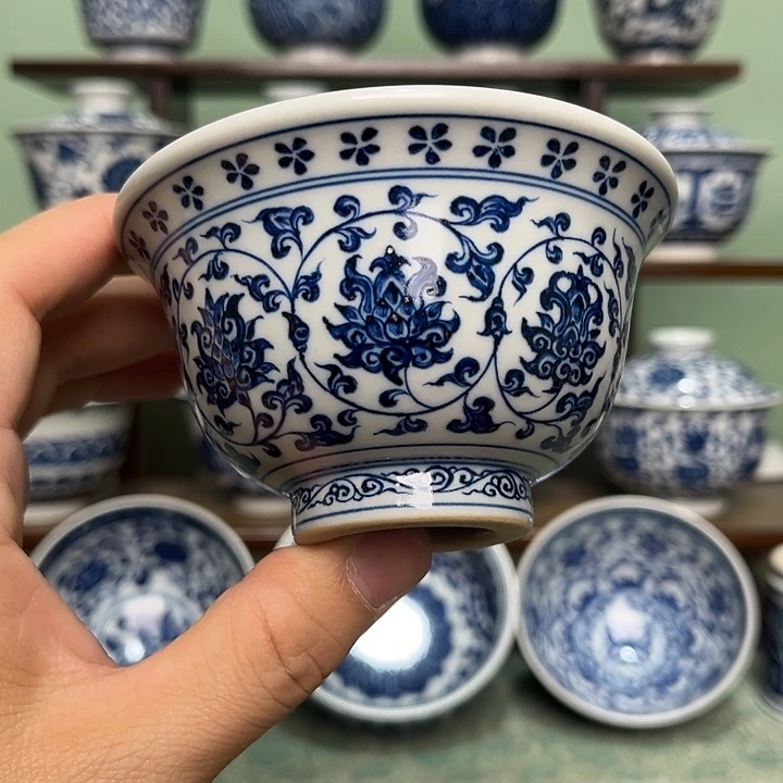 缠枝莲压手杯满杯150毫升