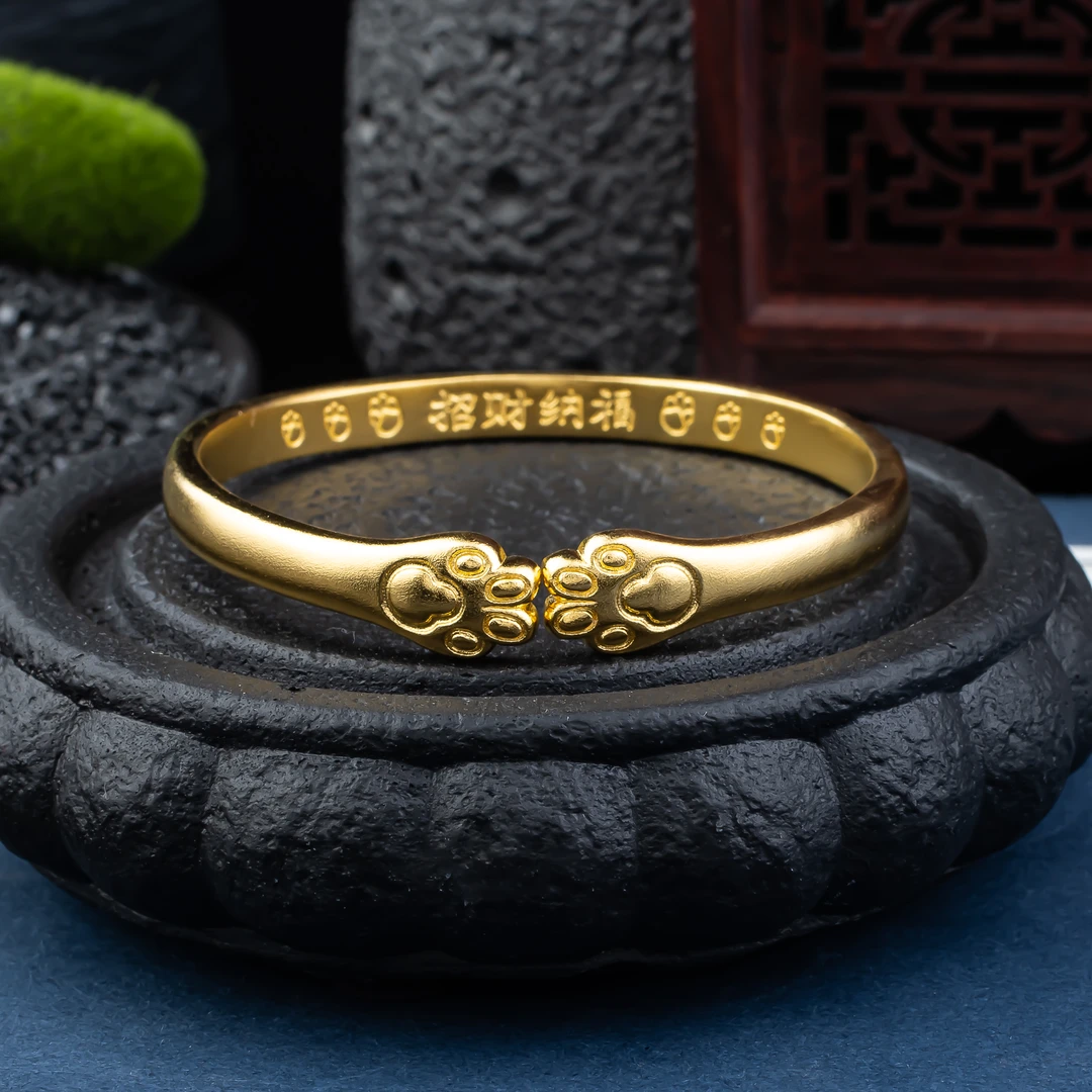 足银手镯 猫爪开口手镯传承女款