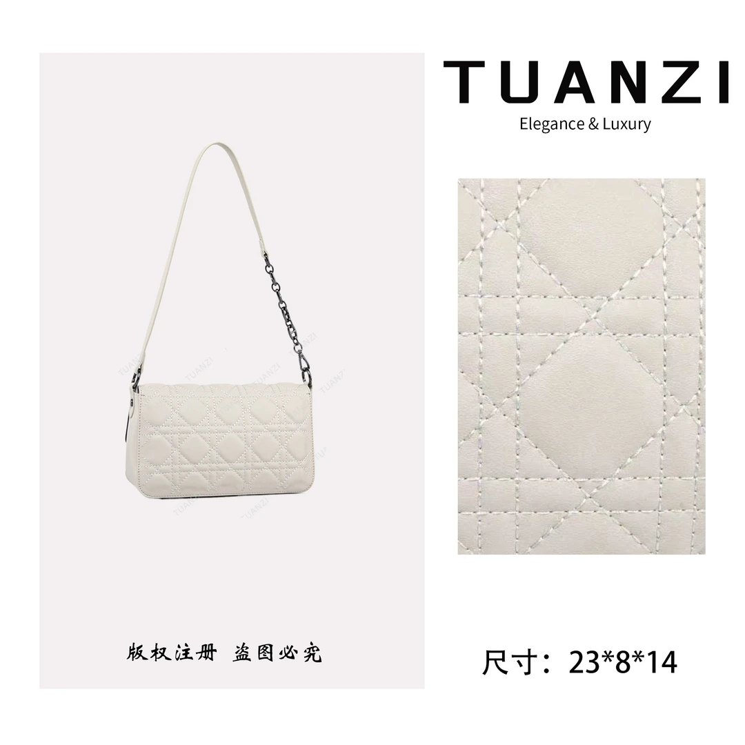 【23cm】手提斜挎腋下TUAN′ZI定制真皮女包 QYX-98117-米白色