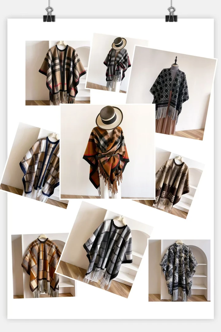 欧美新款斗篷披肩旅游穿搭大披风外搭保暖仿羊绒围巾秋冬季百搭