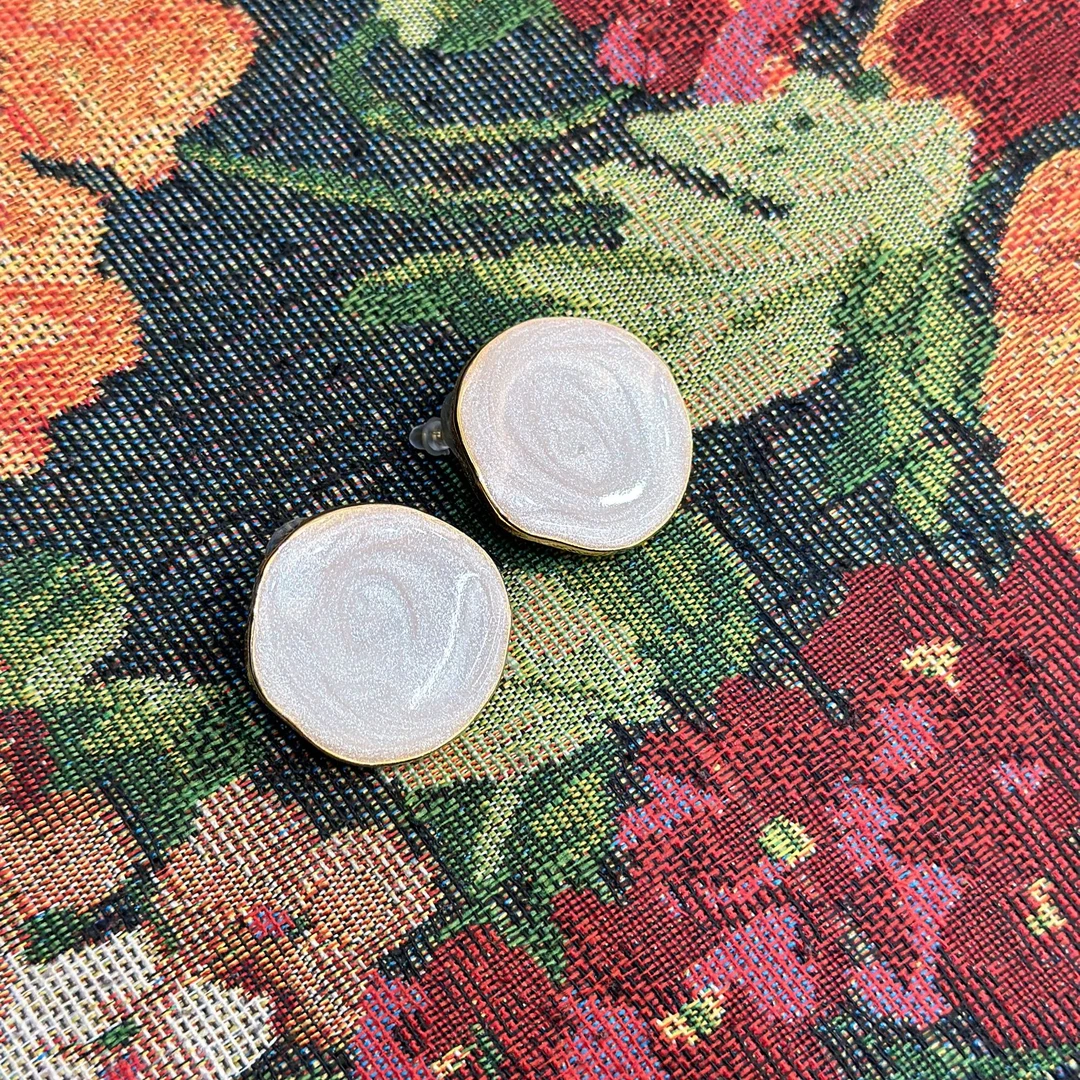 钨合金耳饰 大气元（耳环）珠光滴油波浪耳环