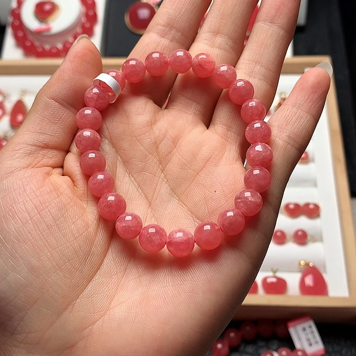 菱锰矿（红纹石）未镶嵌手串眷