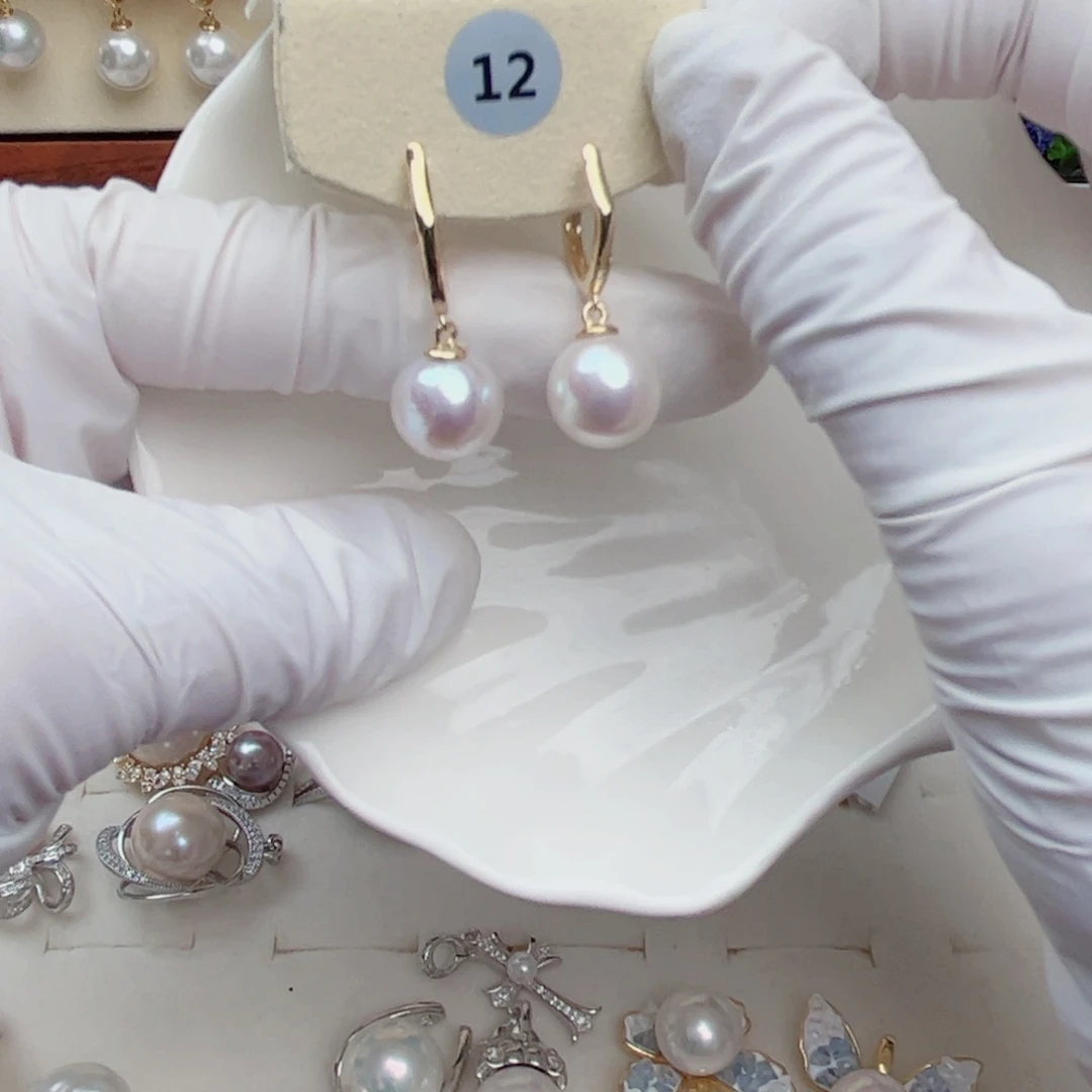 银S925镶嵌淡水珍珠耳饰