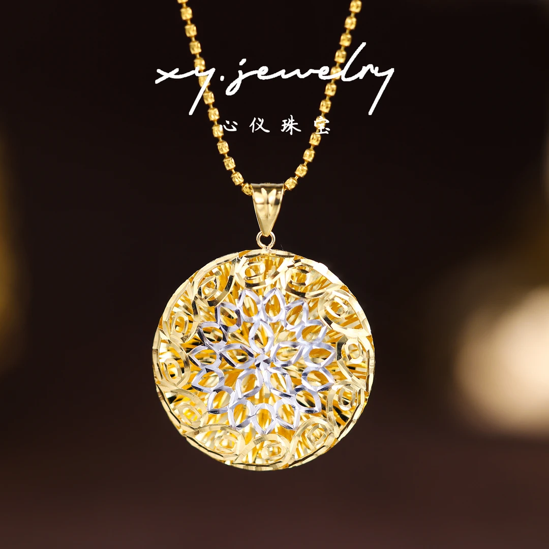 【心仪珠宝】18k金意大利双色“向阳花”吊坠/直径31MM/D303/多退少补