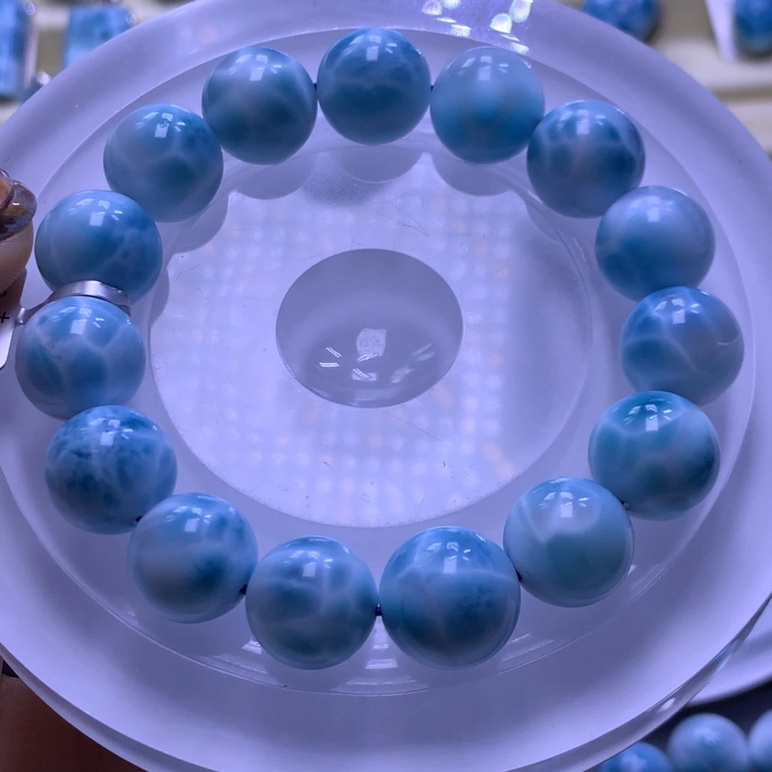 针钠钙石（海纹石）未镶嵌手链14mm手串色差略异