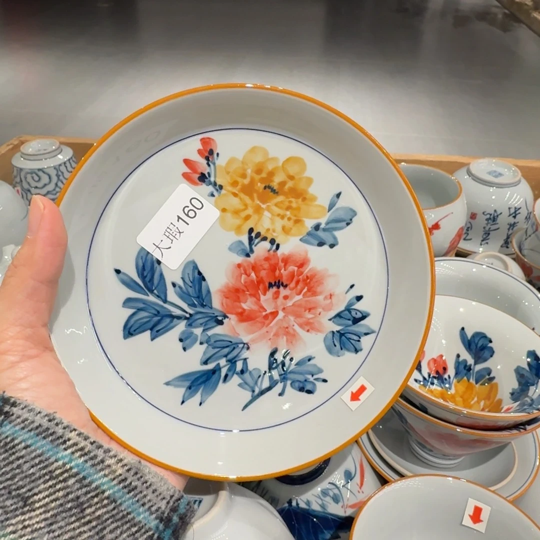 釉下手绘茶具微瑕