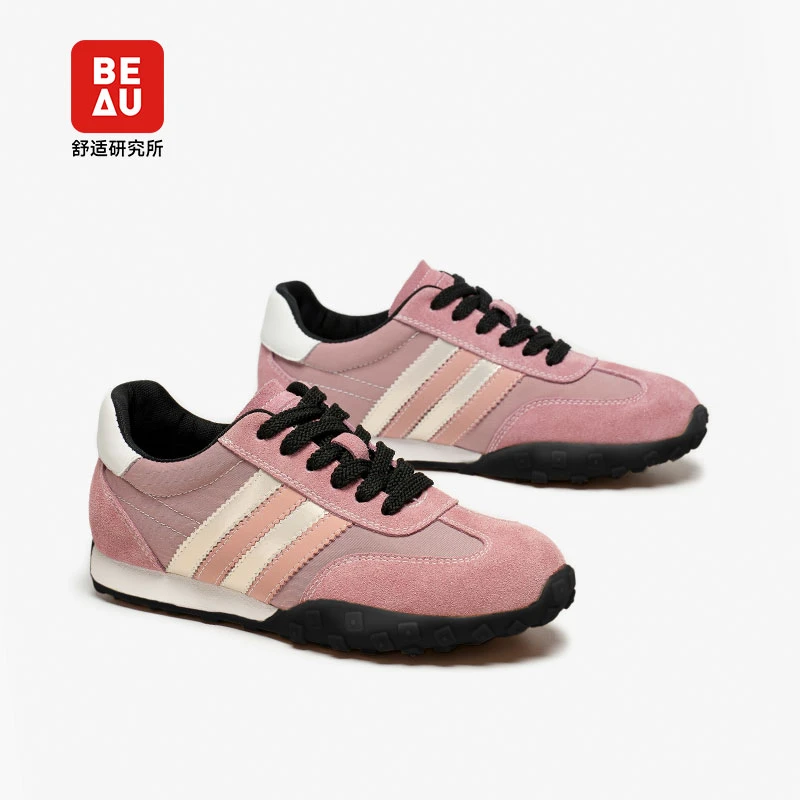BeauTodayBEAU华夫阿甘鞋女新款春季黑白德训鞋厚底轻便运动休闲