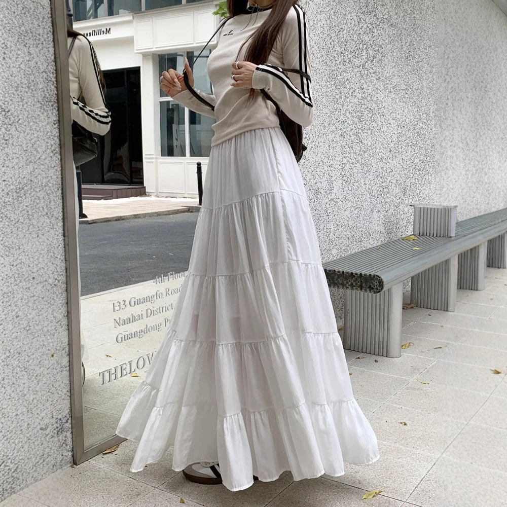 春夏法式层次感褶皱大摆伞蛋糕裙a字裙