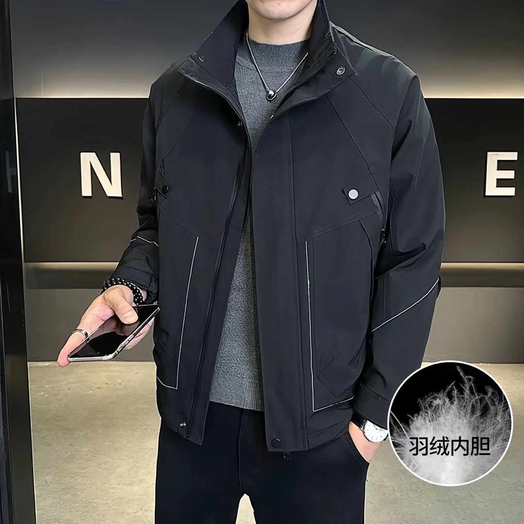 【明线加厚羽绒服】冬季新款立领明线立体剪裁时尚外套-C11-1