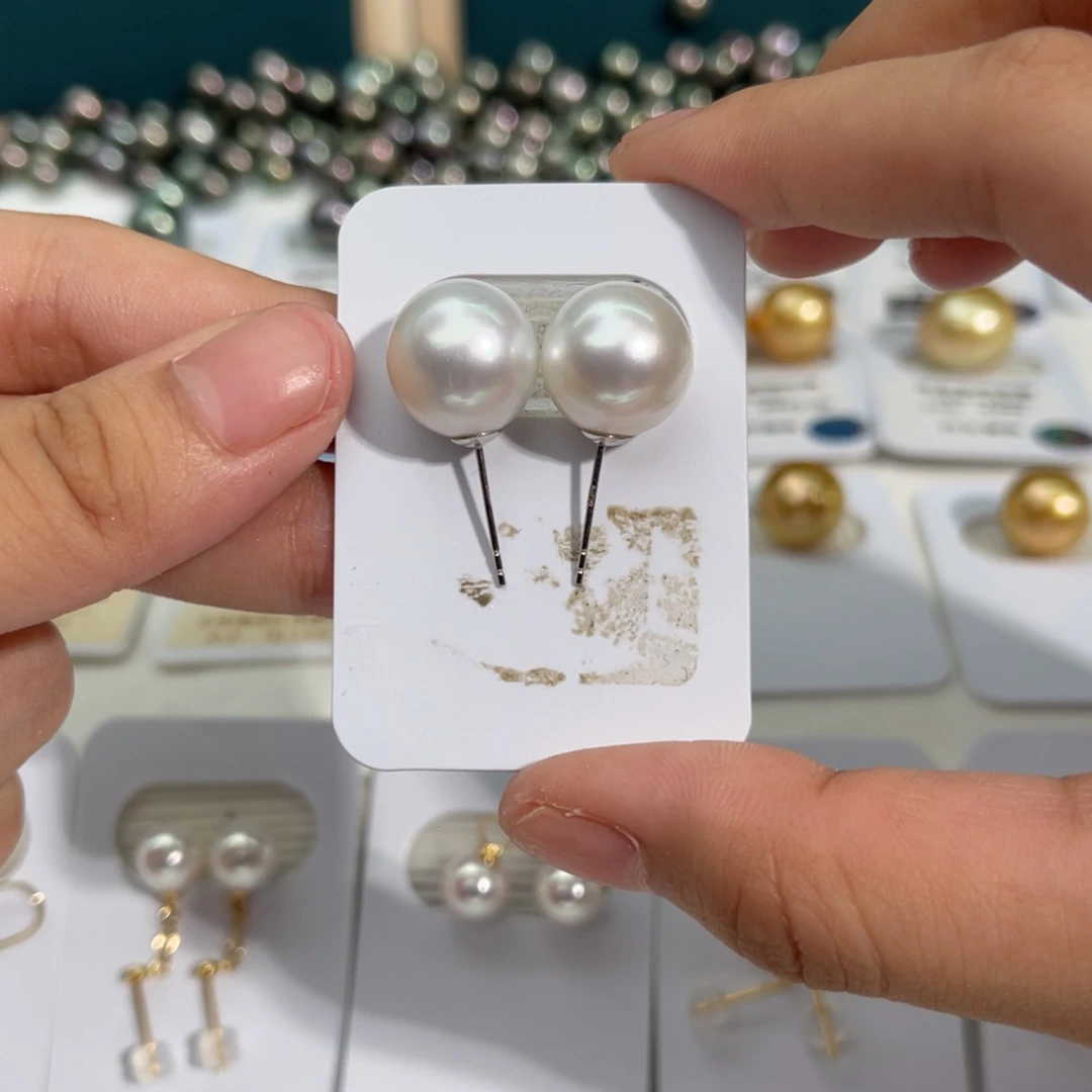 18K金镶嵌澳白海水珍珠12.5-13mm