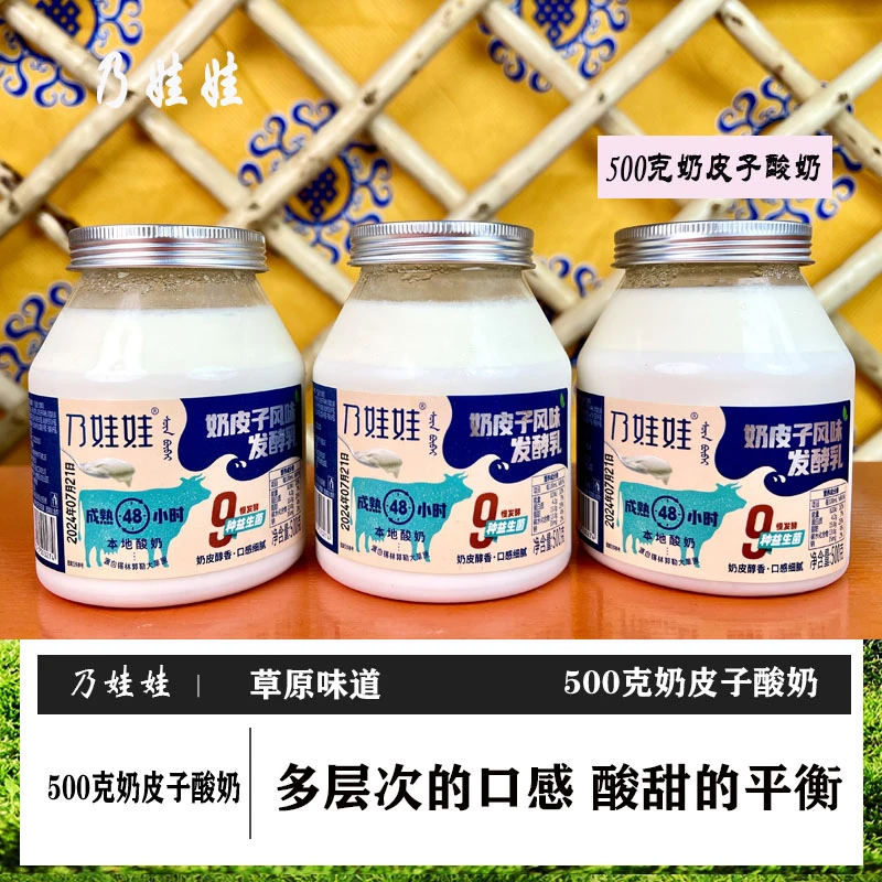 牧人奶娃娃奶皮子酸奶内蒙古特色奶皮酸奶含9种益生菌醇香500g