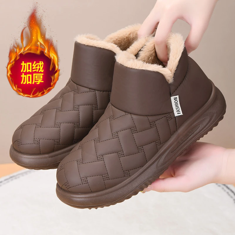冬季新款棉鞋加绒加厚时尚棉鞋防水防滑外穿休闲工作短靴