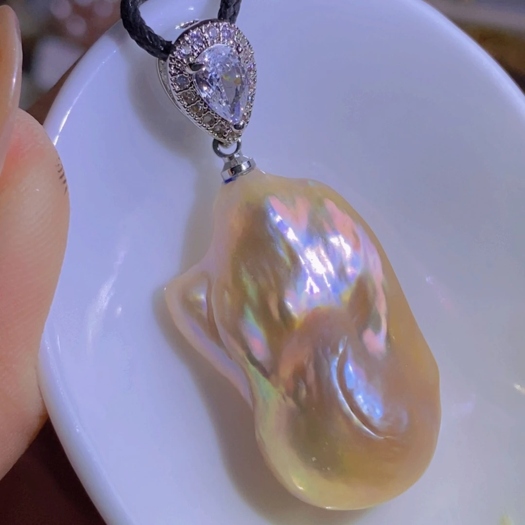 银S925镶嵌天然淡水珍珠淡水珍珠