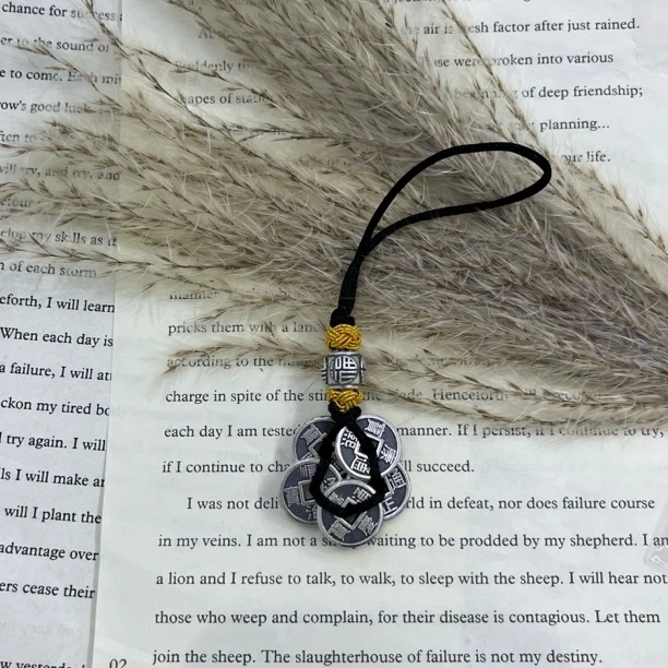 足银布艺银制品 足银五帝钱挂件29mm-0517