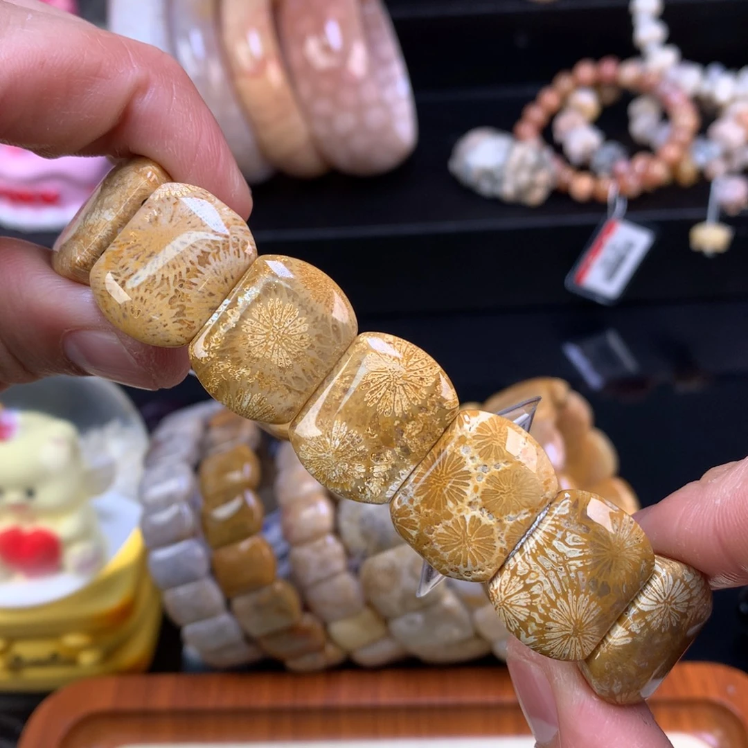 硅化珊瑚（珊瑚玉）未镶嵌颈饰97号金大花花