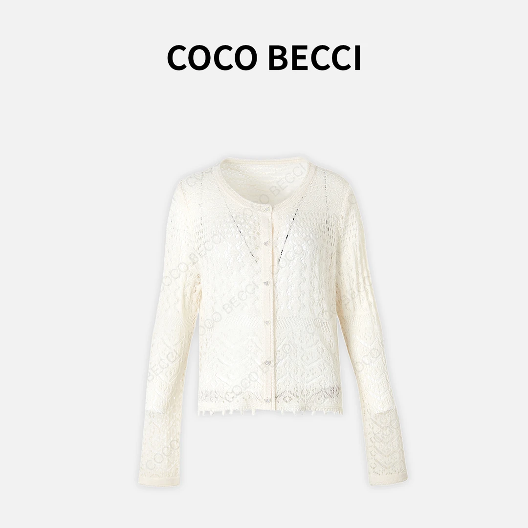 COCO BECCI 【淡月朦胧】亚麻和纸纱垂感时尚百搭开衫女CFXYB231014