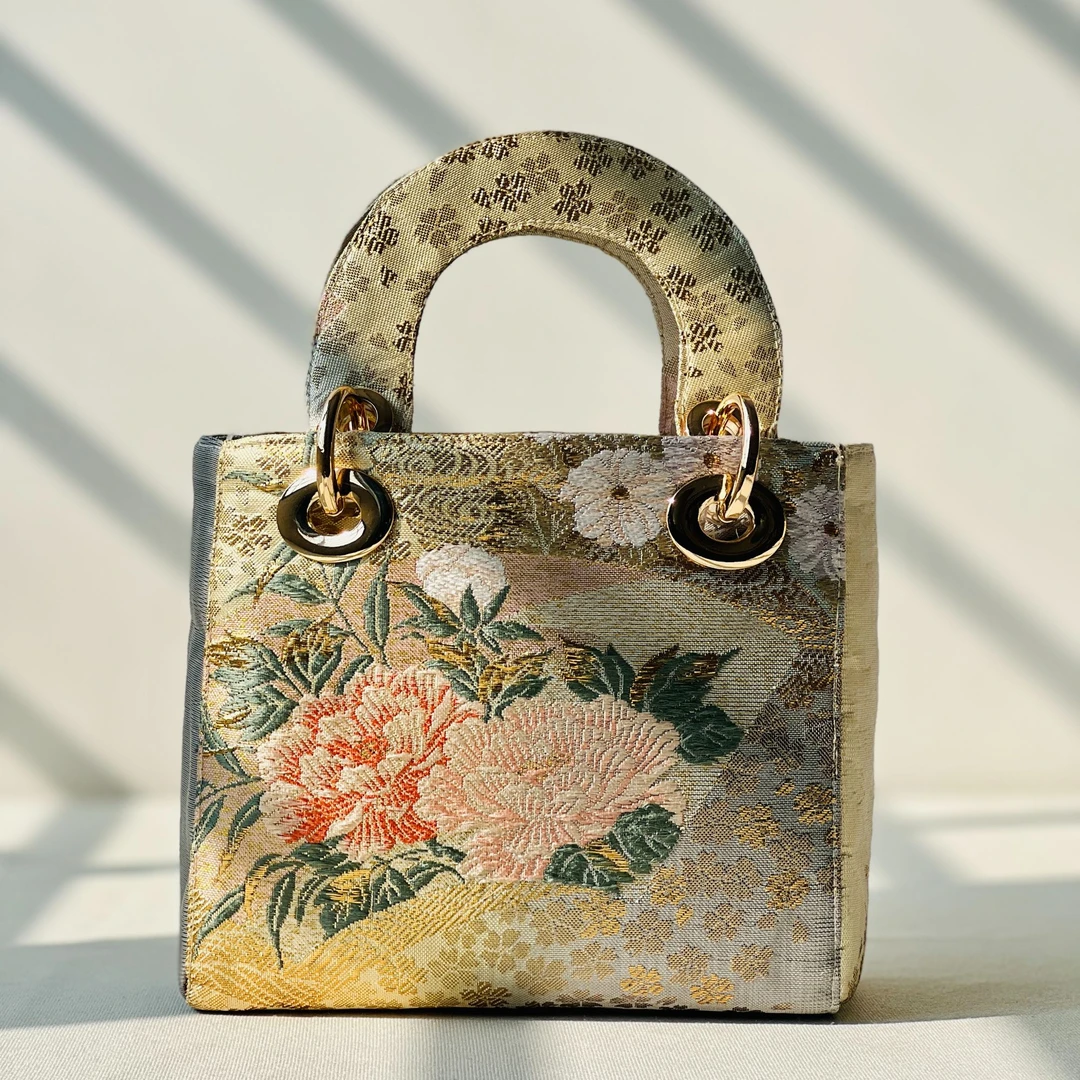 西阵织包包中式气质竹节戴妃包包百搭包包时尚包包墨绿手拎包轻奢