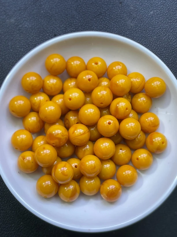 天然蜜蜡 散珠 鸡油黄蜜蜡Y1169 10mm 25颗（赠弹力绳）