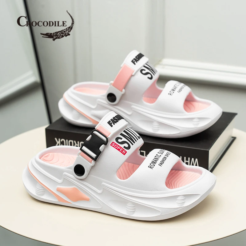 鳄鱼恤拖鞋女款夏季厚底踩屎感防滑凉拖女生外穿海边沙滩运动凉鞋