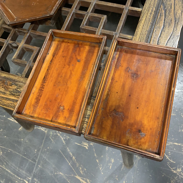 老物件手工长方形木制老托盘实用家用物件