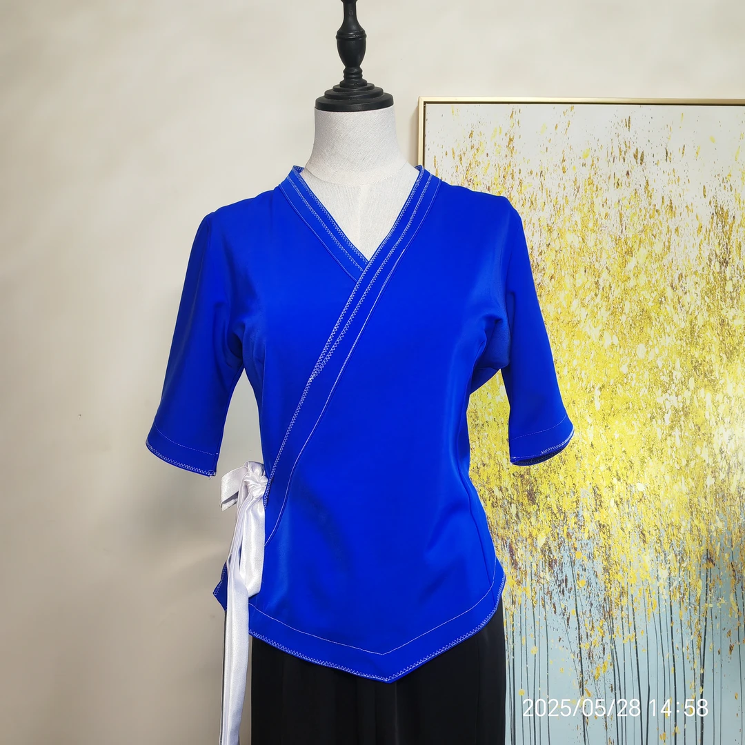 【春秋款宝蓝色上衣】贵州苗族民族风女装复古中袖网红时尚民族服