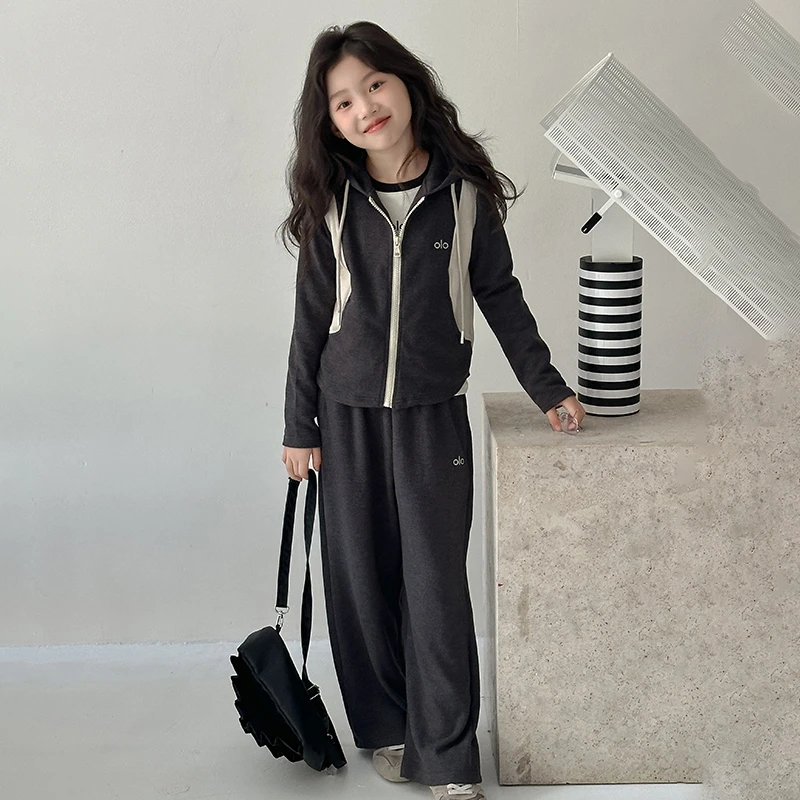 女童运动套装秋装2025新款洋气儿童春秋开衫卫衣外套阔腿裤女大童