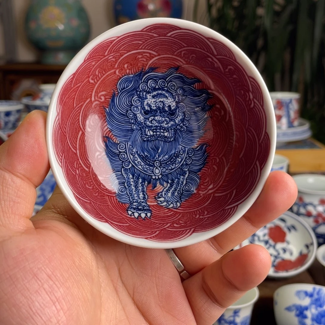 北***北釉里红踏浪麒麟普洱杯