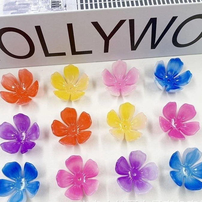 新品25MM仿玉渐变牡丹花瓣diy手工花编织串珠五瓣花古风头饰配件