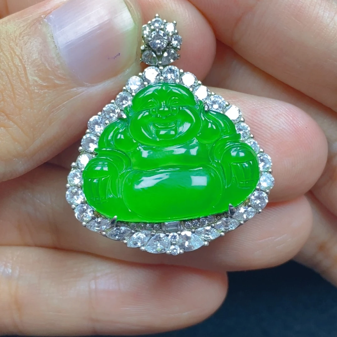 颈饰银S925镶嵌翡翠