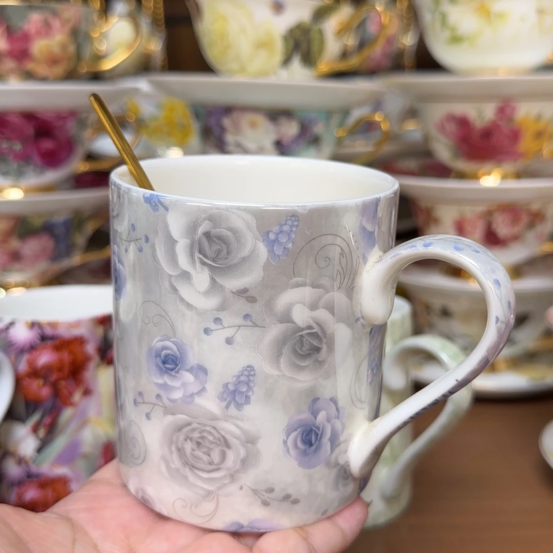 45%以上骨粉骨瓷灰色马克杯快递装