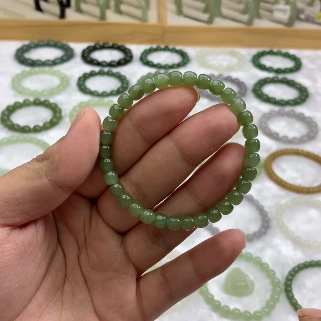 未镶嵌手串和田玉（直切湖水绿6）