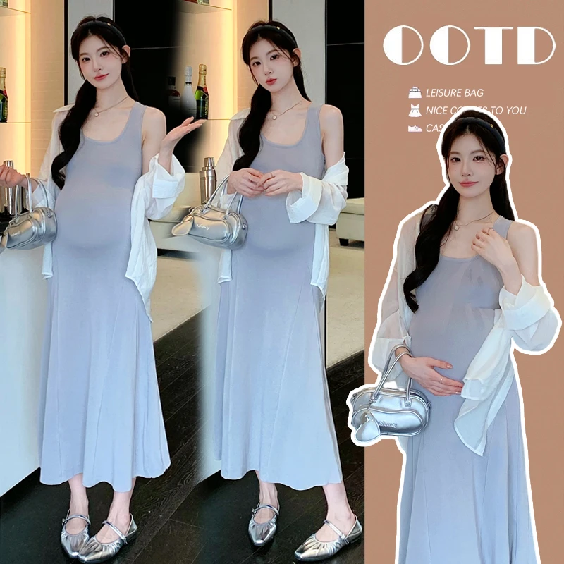 时尚孕妇装夏季新款爆款宽松防晒衬衫弹力舒适高级显瘦背心连衣裙