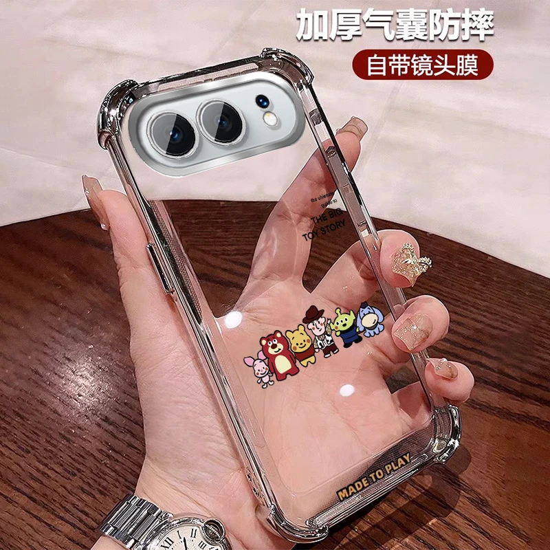 可爱风格适用荣耀500pro手机壳四角防摔荣耀500 透明全包带镜头膜