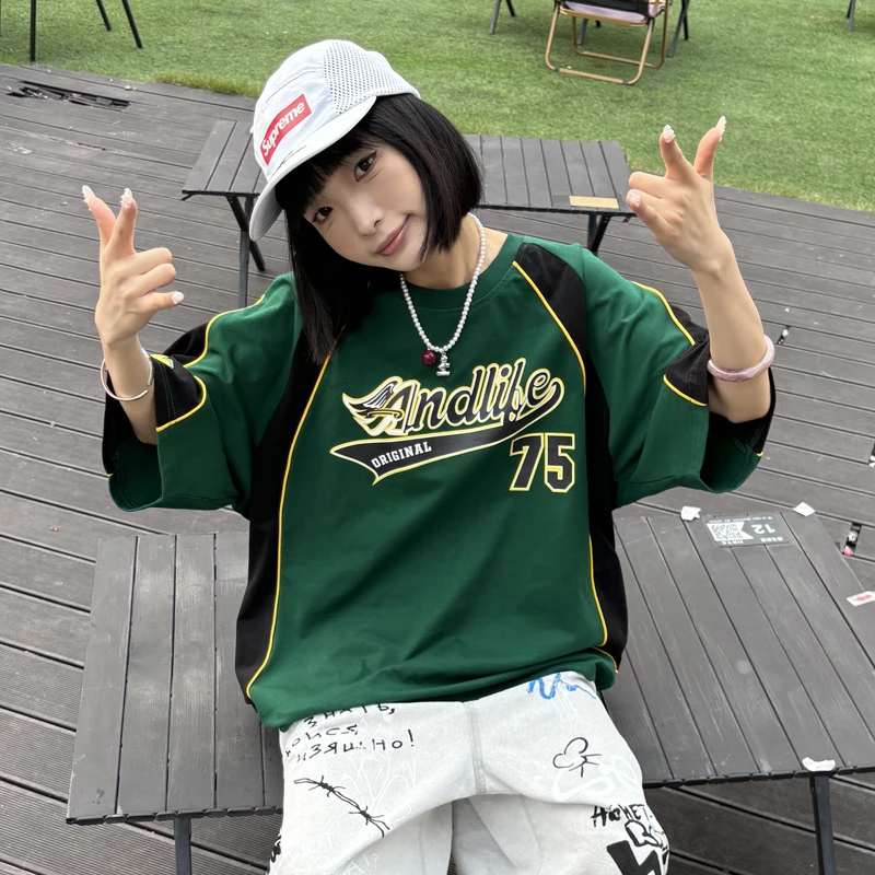 ANDIFE品牌天使标解构立体裁剪拼接75号球衣短袖t恤潮牌