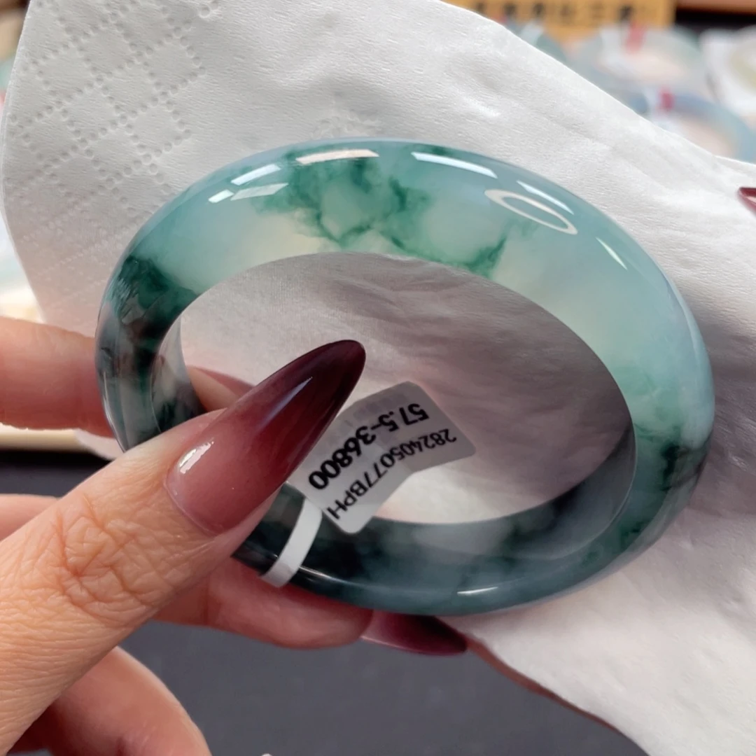 未镶嵌手镯翡翠58号57.5种老胶润满园春色兰花镯