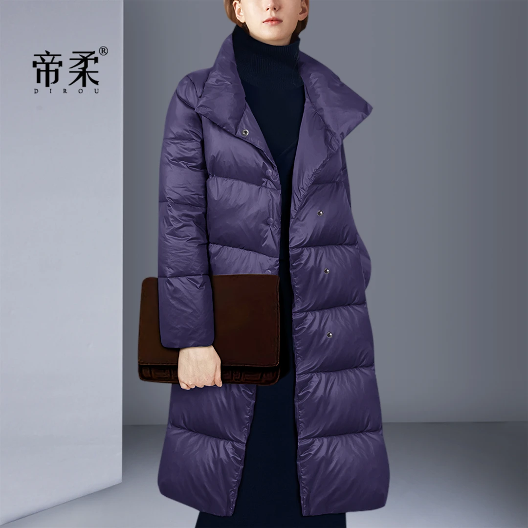 帝柔保暖羽绒服过膝中长款2025冬季新品简约时尚气质大码修身外套