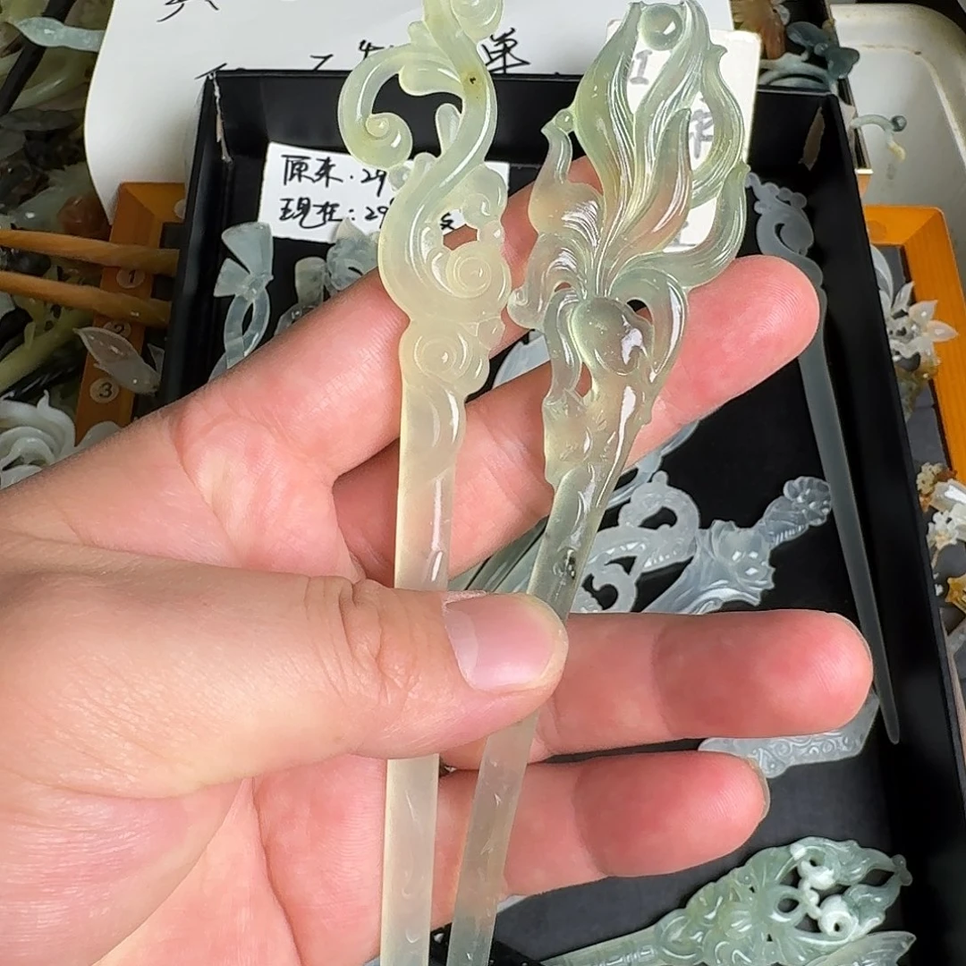 玉***曦蛇纹石玉未镶嵌发饰