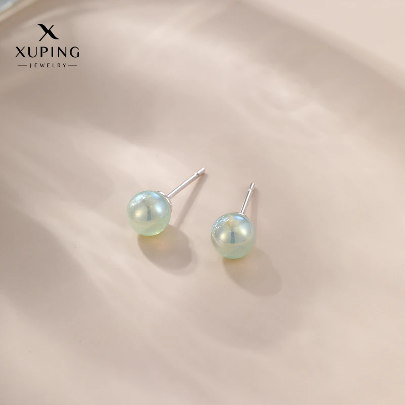 XUPING/旭平首饰 合金仿珍珠耳饰 饰品小众设计高级感绿色人鱼姬