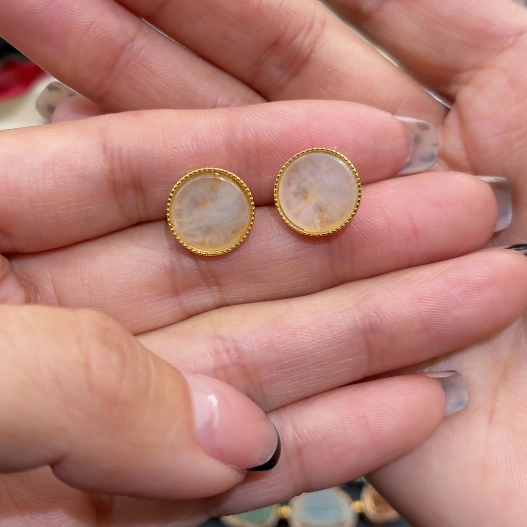 翡翠银S925镶嵌颈饰耳钉